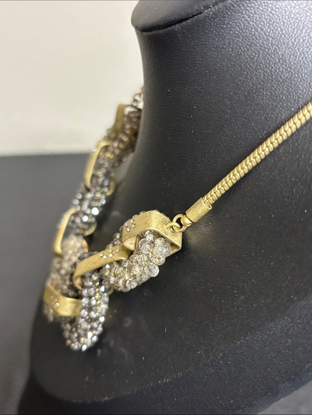 Kenneth Cole Gold-Tone Crystal Link Necklace in Gold and Gray - Women Jewelry